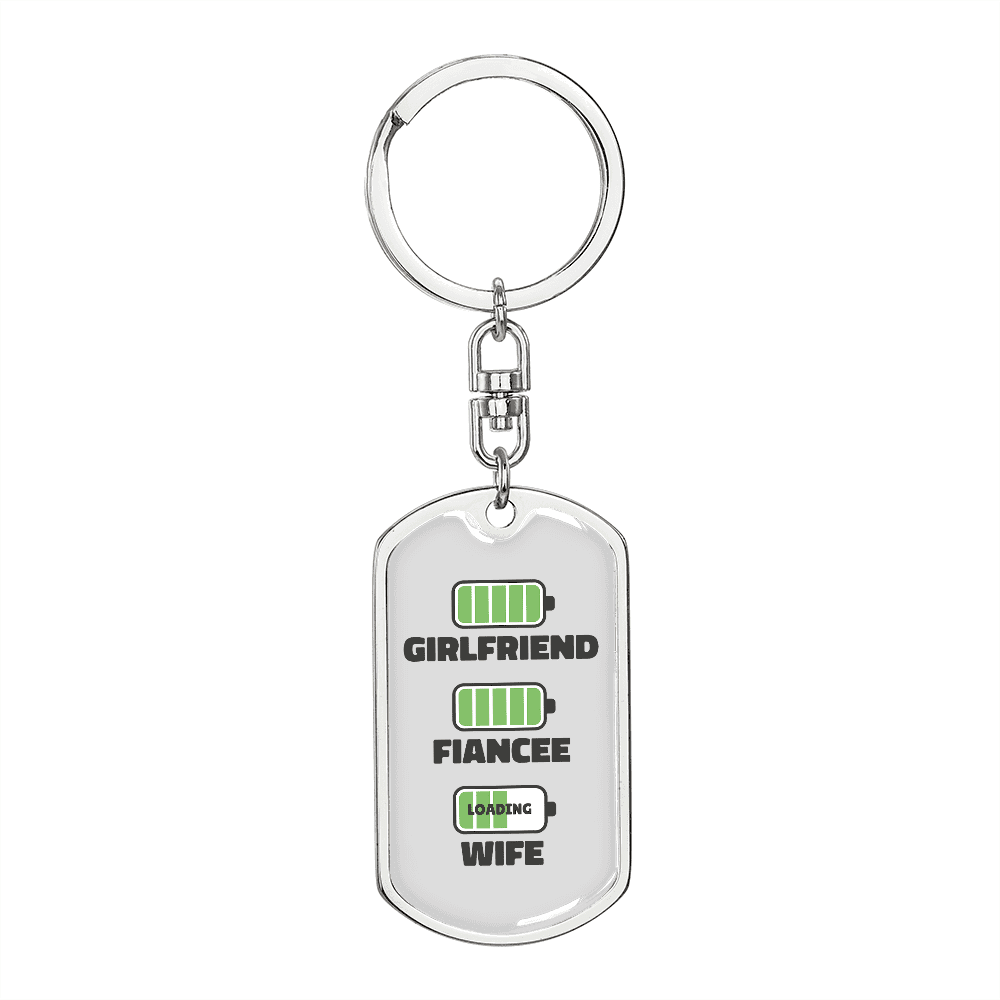 To My Wife  Girlfriend Fiancee Wife Charger Keychain Stainless Steel or 18k Gold Dog Tag Keyring - Dog Tag with Swivel Keychain