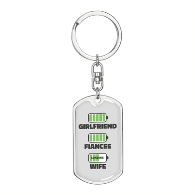 To My Wife  Girlfriend Fiancee Wife Charger Keychain Stainless Steel or 18k Gold Dog Tag Keyring - Dog Tag with Swivel Keychain
