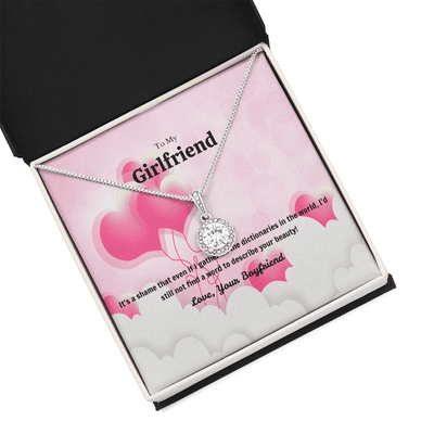 To My Girlfriend Valentines Gift No Word to Describe Your Beauty Heart Balloon Eternal Union Necklace - Eternal Hope