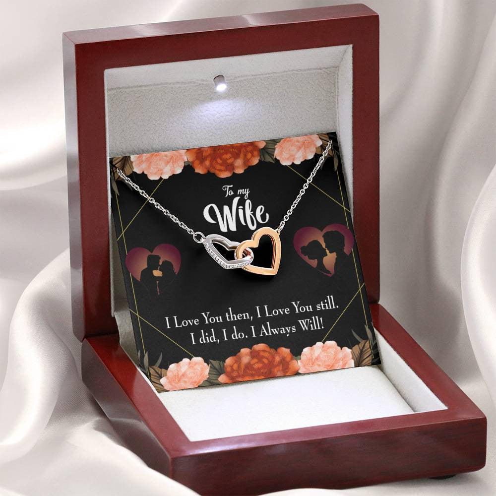 Wife Gift For Wife Birthday I Love You Then And Now Inseparable Love Pendant 18k Rose Gold Finish 16� - Interlocking Hearts Necklace