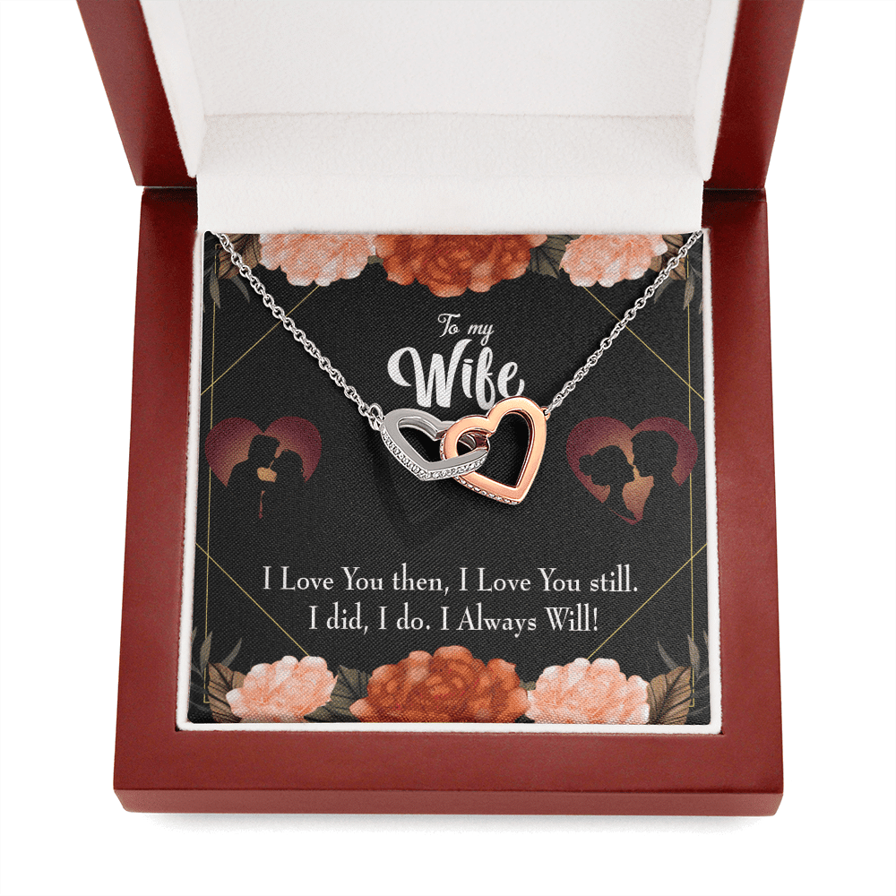Wife Gift For Wife Birthday I Love You Then And Now Inseparable Love Pendant 18k Rose Gold Finish 16� - Interlocking Hearts Necklace