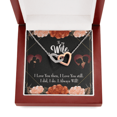 Wife Gift For Wife Birthday I Love You Then And Now Inseparable Love Pendant 18k Rose Gold Finish 16� - Interlocking Hearts Necklace