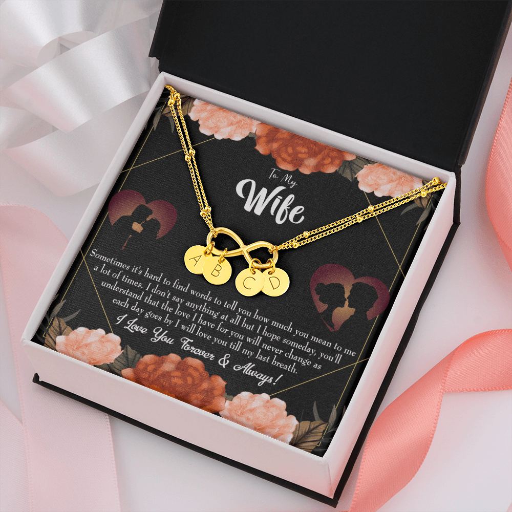 To My Wife Love You Forever Infinity Bracelet With Initial Charms - Infinity Bracelet