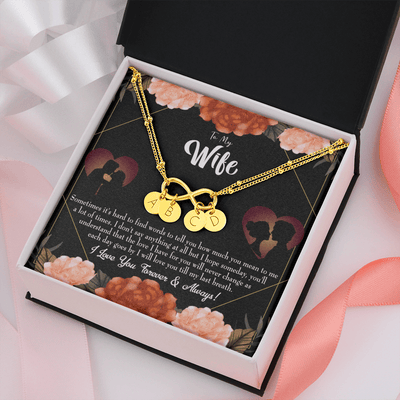 To My Wife Love You Forever Infinity Bracelet With Initial Charms - Infinity Bracelet
