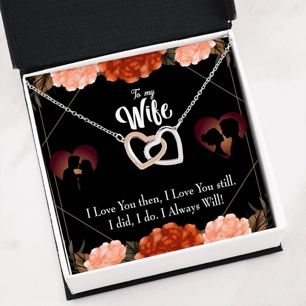 Wife Gift For Wife Birthday I Love You Then And Now Inseparable Love Pendant 18k Rose Gold Finish 16� - Interlocking Hearts Necklace