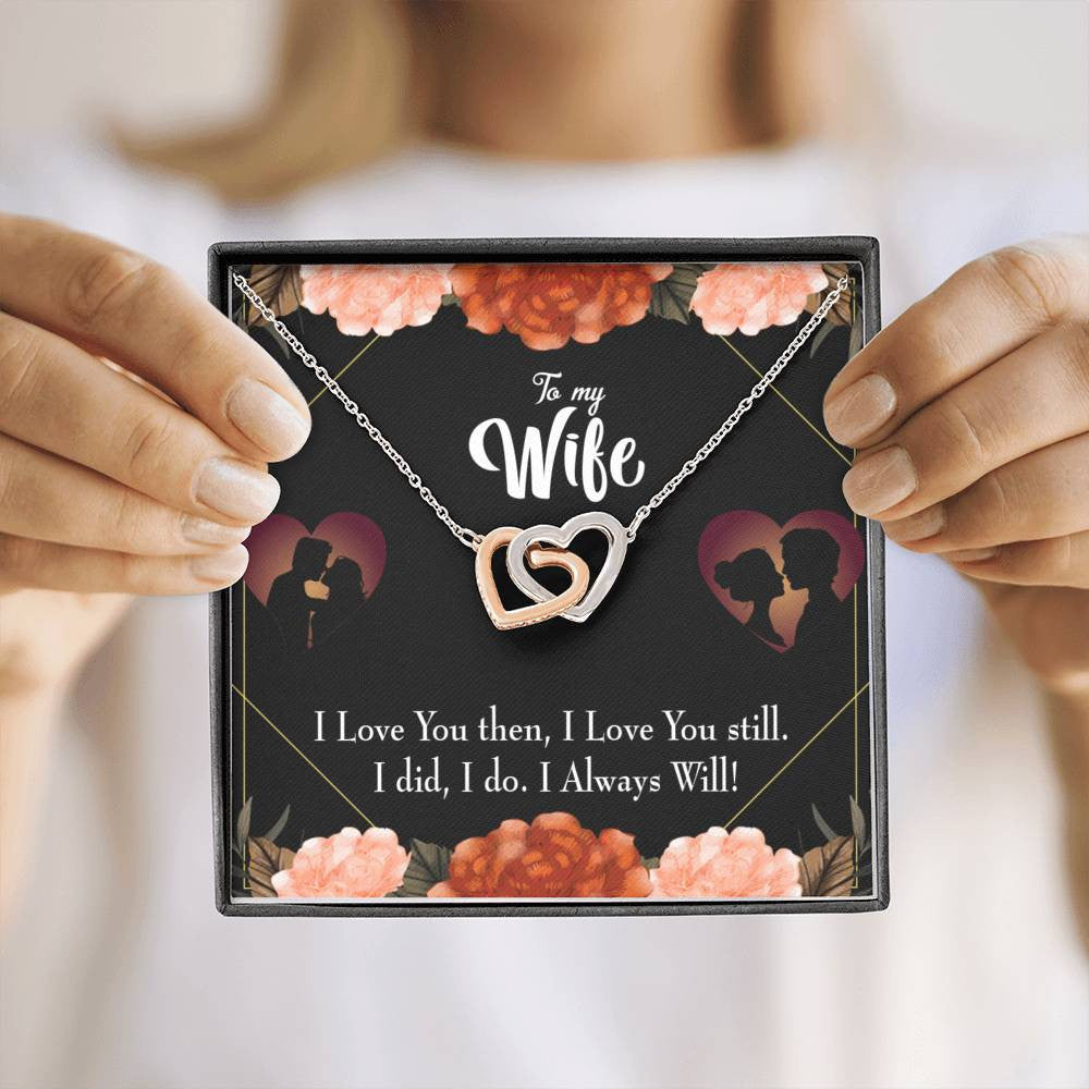 Wife Gift For Wife Birthday I Love You Then And Now Inseparable Love Pendant 18k Rose Gold Finish 16� - Interlocking Hearts Necklace