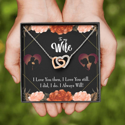 Wife Gift For Wife Birthday I Love You Then And Now Inseparable Love Pendant 18k Rose Gold Finish 16� - Interlocking Hearts Necklace