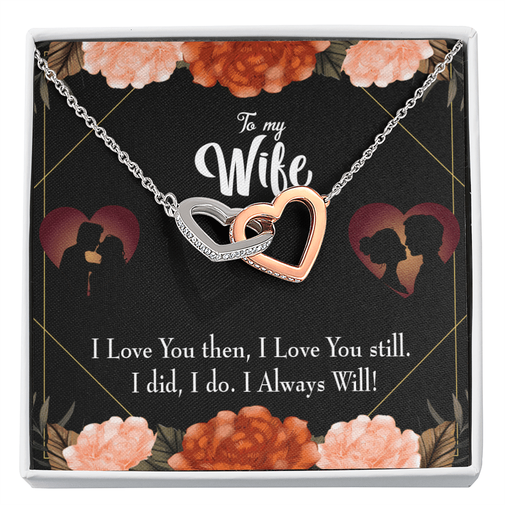 Wife Gift For Wife Birthday I Love You Then And Now Inseparable Love Pendant 18k Rose Gold Finish 16� - Interlocking Hearts Necklace