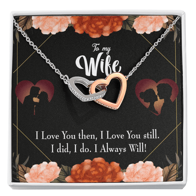 Wife Gift For Wife Birthday I Love You Then And Now Inseparable Love Pendant 18k Rose Gold Finish 16� - Interlocking Hearts Necklace