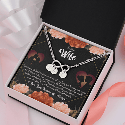 To My Wife Love You Forever Infinity Bracelet With Initial Charms - Infinity Bracelet