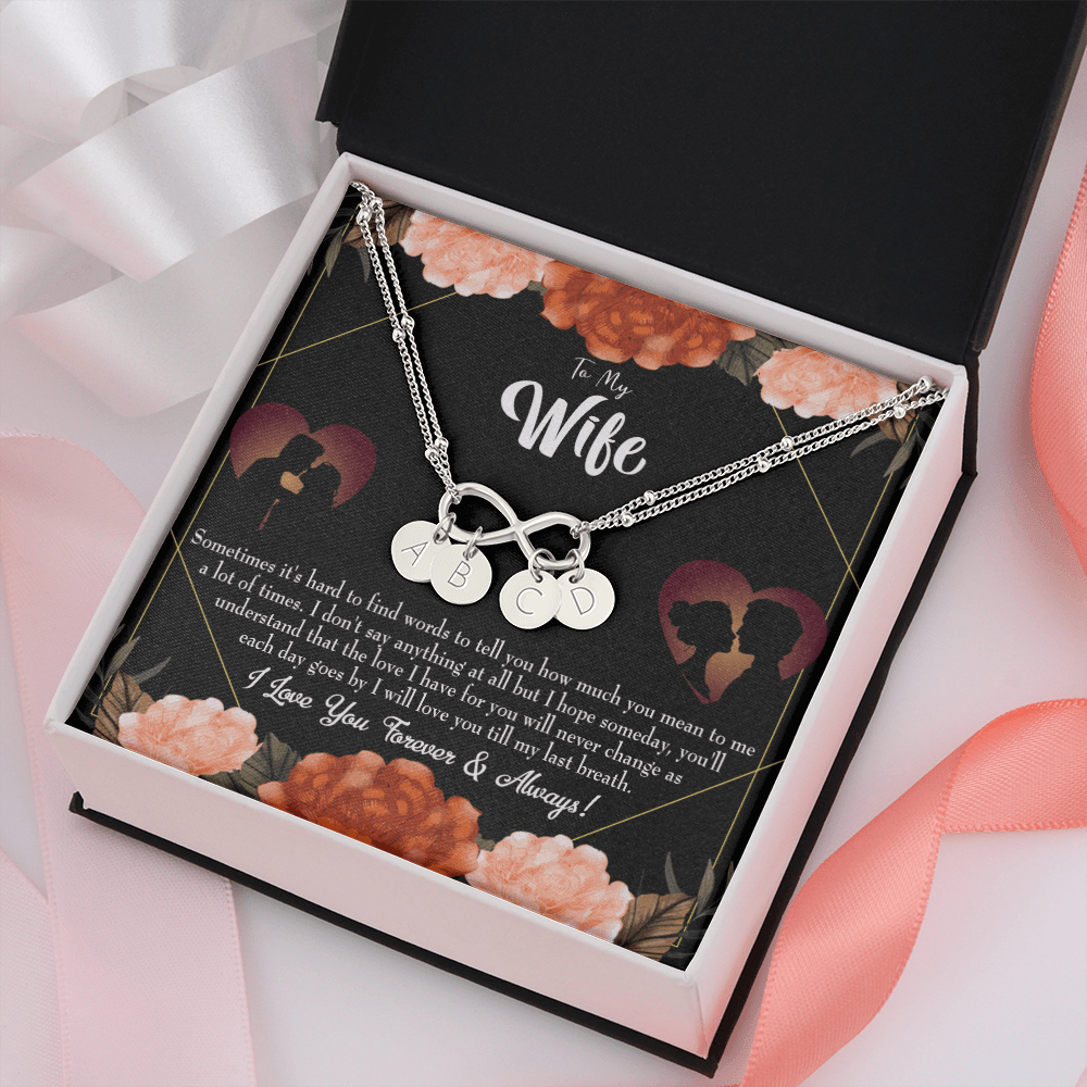 To My Wife Love You Forever Infinity Bracelet With Initial Charms - Infinity Bracelet