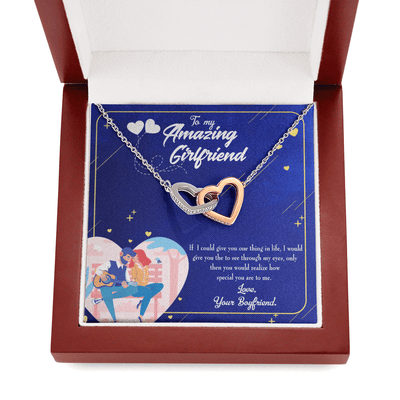 Future Wife Fiance Gift Boyfriend To Girlfriend Inseparable Love Pendant 18k Rose Gold Finish 16� Engagement Wedding Gift - Interlocking Hearts Necklace