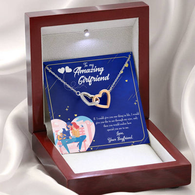 Future Wife Fiance Gift Boyfriend To Girlfriend Inseparable Love Pendant 18k Rose Gold Finish 16� Engagement Wedding Gift - Interlocking Hearts Necklace