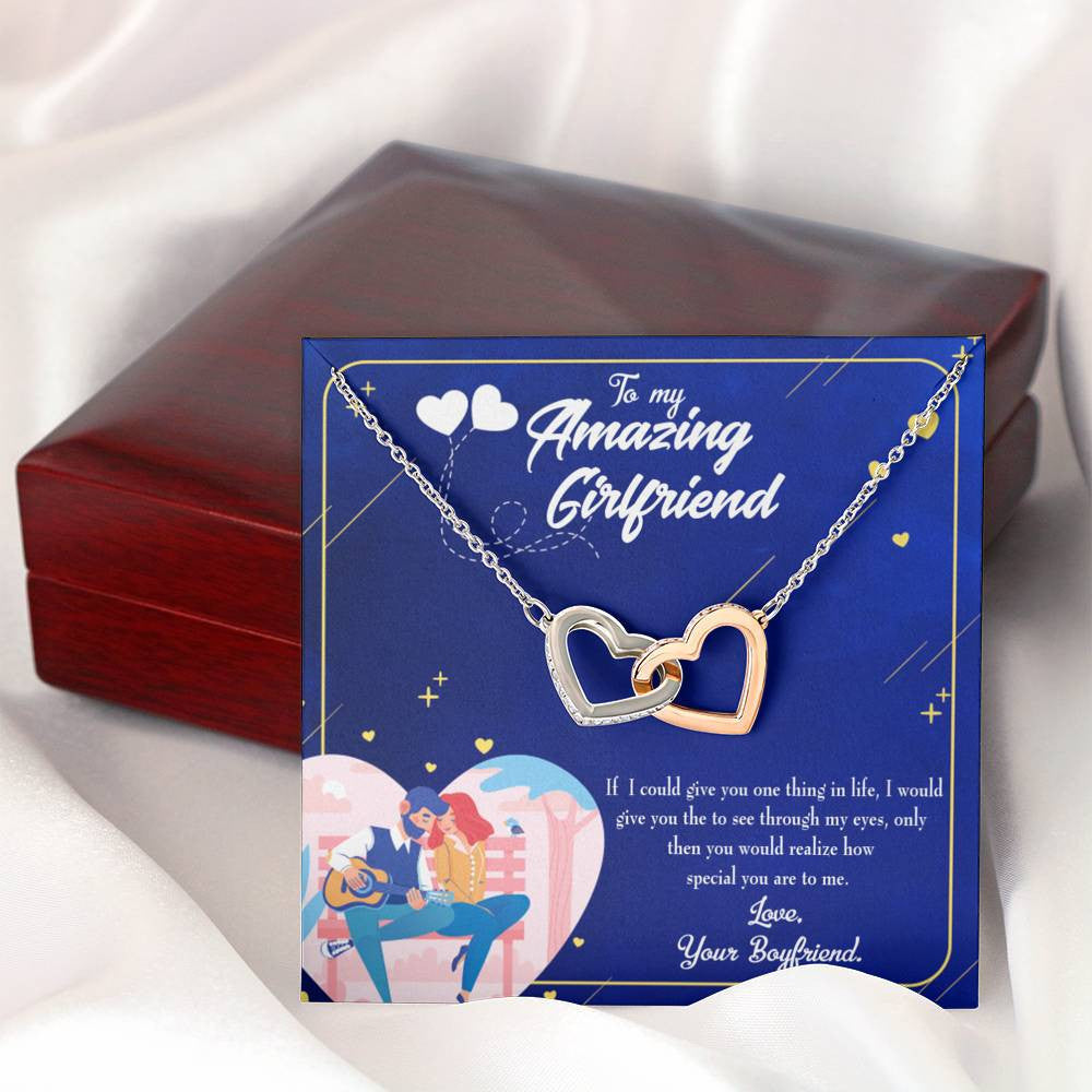 Future Wife Fiance Gift Boyfriend To Girlfriend Inseparable Love Pendant 18k Rose Gold Finish 16� Engagement Wedding Gift - Interlocking Hearts Necklace