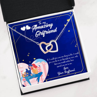 Future Wife Fiance Gift Boyfriend To Girlfriend Inseparable Love Pendant 18k Rose Gold Finish 16� Engagement Wedding Gift - Interlocking Hearts Necklace
