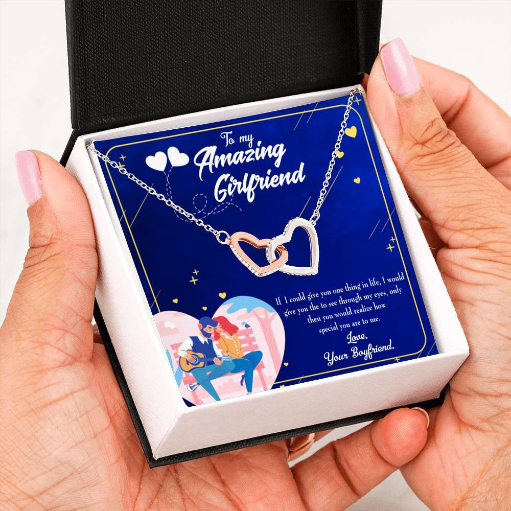 Future Wife Fiance Gift Boyfriend To Girlfriend Inseparable Love Pendant 18k Rose Gold Finish 16� Engagement Wedding Gift - Interlocking Hearts Necklace