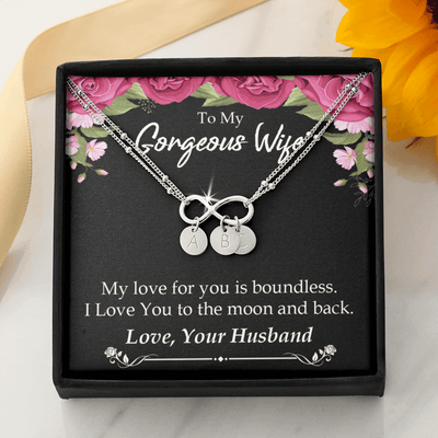 To My Wife My Love For You Is Boundless Infinity Bracelet With Initial Charms - Infinity Bracelet