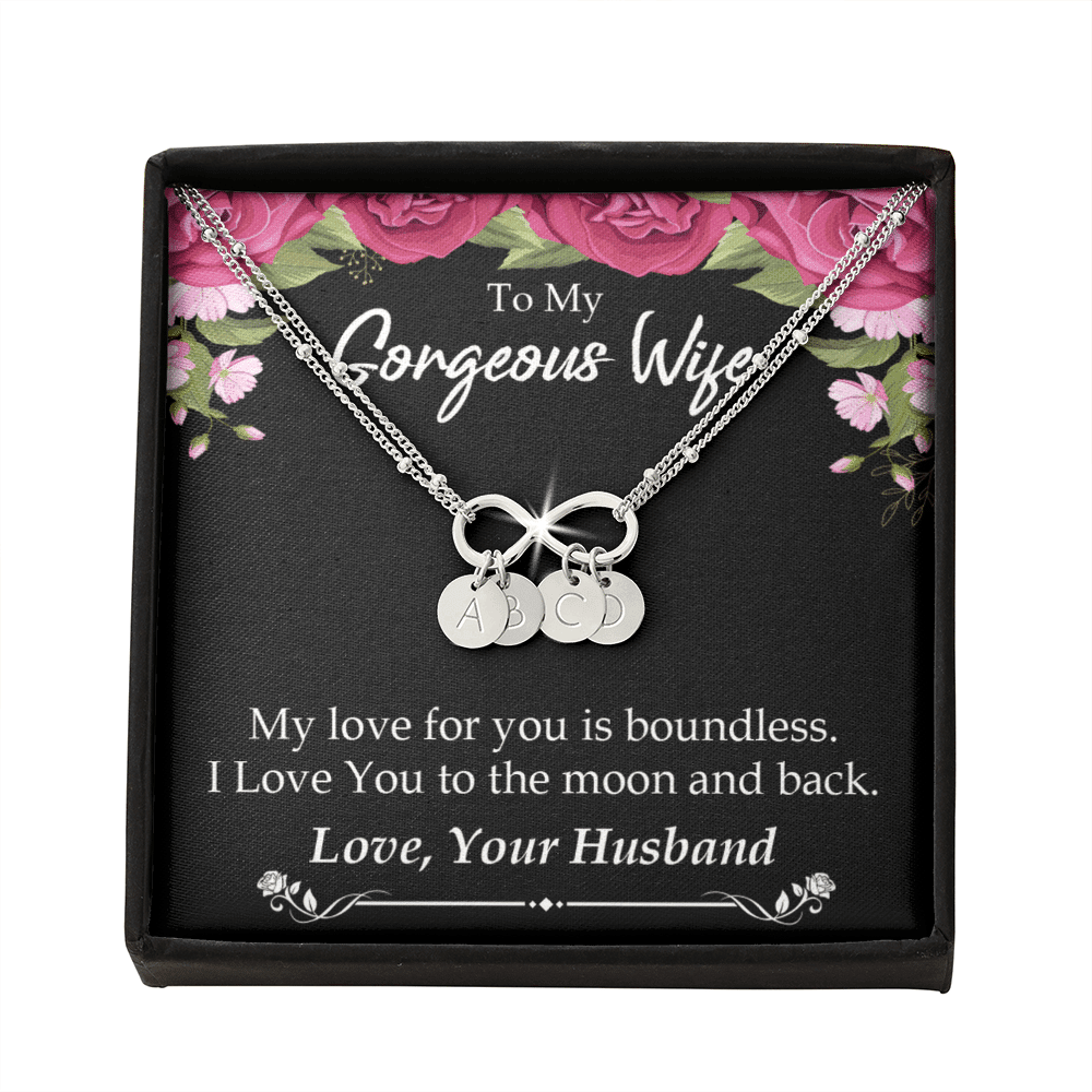 To My Wife My Love For You Is Boundless Infinity Bracelet With Initial Charms - Infinity Bracelet