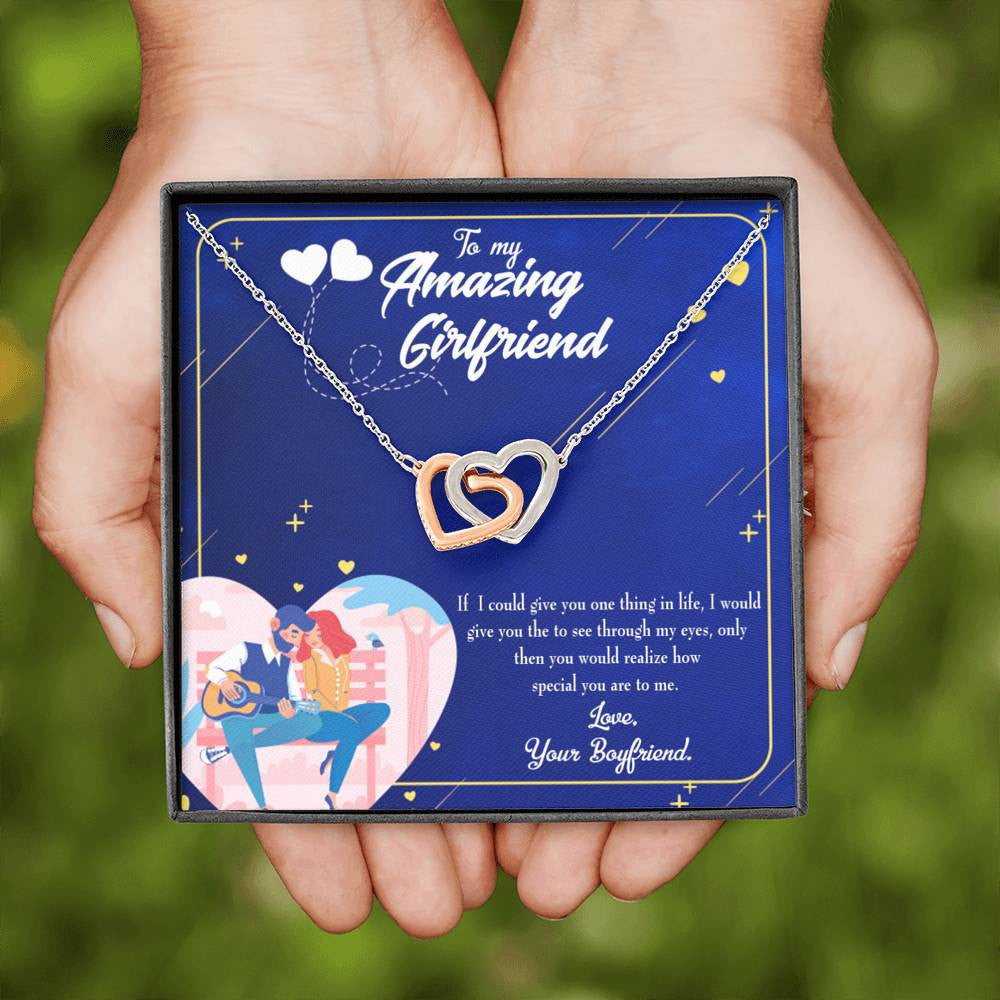 Future Wife Fiance Gift Boyfriend To Girlfriend Inseparable Love Pendant 18k Rose Gold Finish 16� Engagement Wedding Gift - Interlocking Hearts Necklace