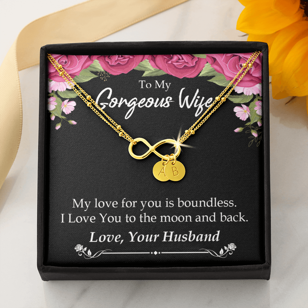 To My Wife My Love For You Is Boundless Infinity Bracelet With Initial Charms - Infinity Bracelet