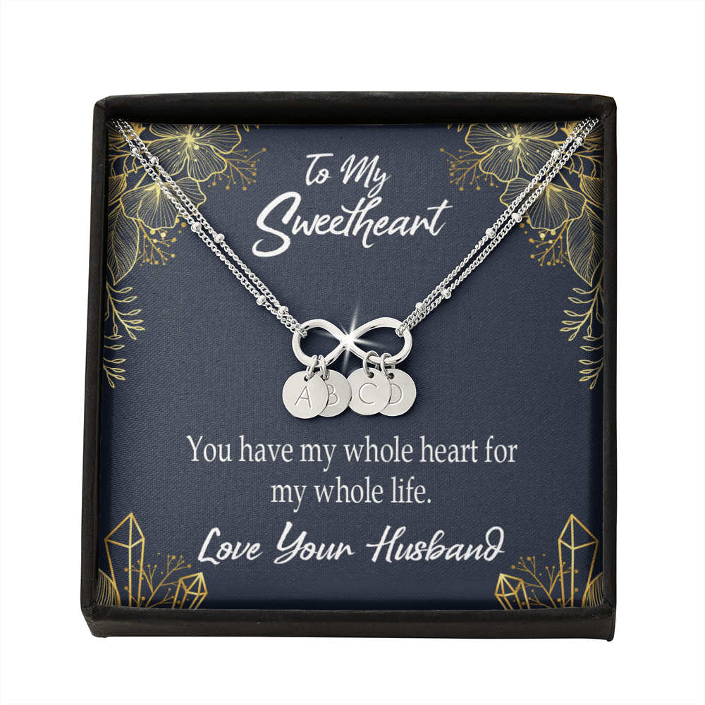 To My Wife My Heart Is Yours Infinity Bracelet With Initial Charms - Infinity Bracelet