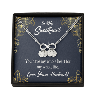 To My Wife My Heart Is Yours Infinity Bracelet With Initial Charms - Infinity Bracelet