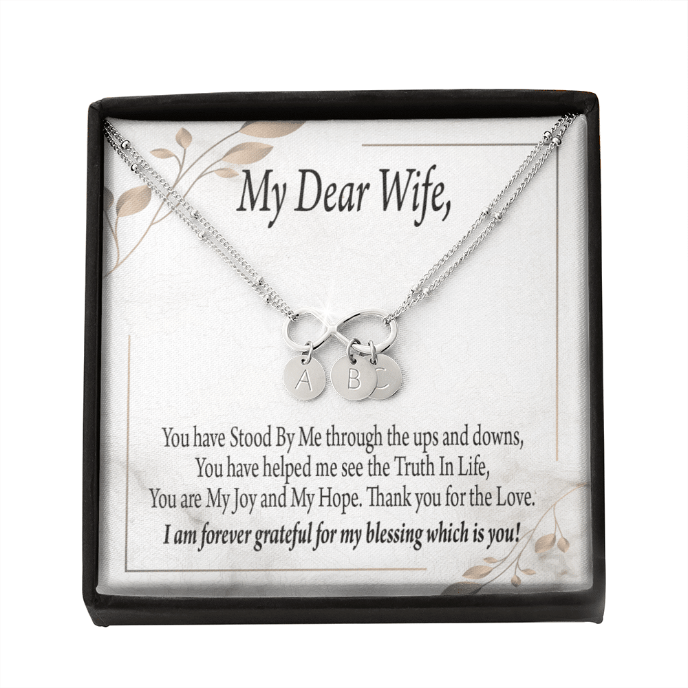 To My Wife My Dear Wife Infinity Bracelet With Initial Charms - Infinity Bracelet