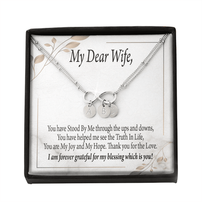 To My Wife My Dear Wife Infinity Bracelet With Initial Charms - Infinity Bracelet