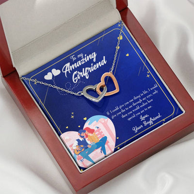 Future Wife Fiance Gift Boyfriend To Girlfriend Inseparable Love Pendant 18k Rose Gold Finish 16� Engagement Wedding Gift - Interlocking Hearts Necklace