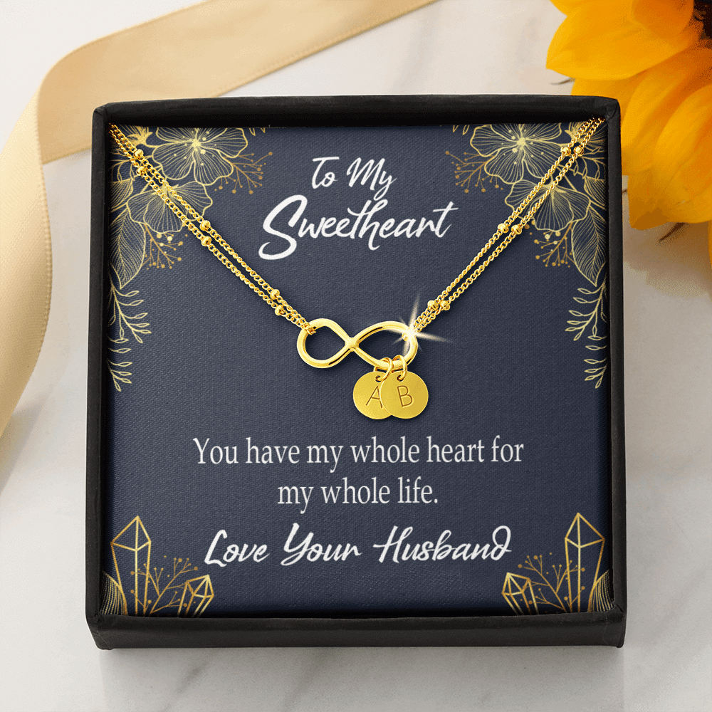 To My Wife My Heart Is Yours Infinity Bracelet With Initial Charms - Infinity Bracelet