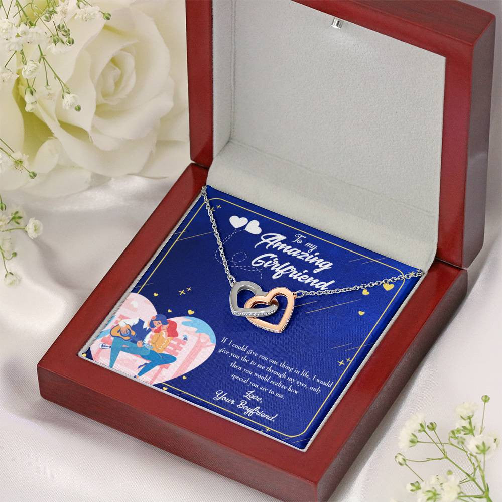 Future Wife Fiance Gift Boyfriend To Girlfriend Inseparable Love Pendant 18k Rose Gold Finish 16� Engagement Wedding Gift - Interlocking Hearts Necklace