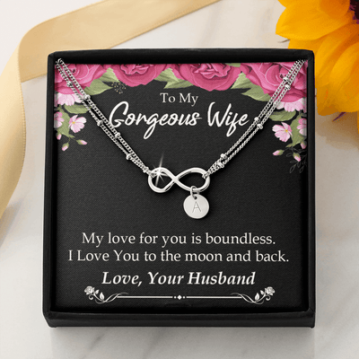 To My Wife My Love For You Is Boundless Infinity Bracelet With Initial Charms - Infinity Bracelet