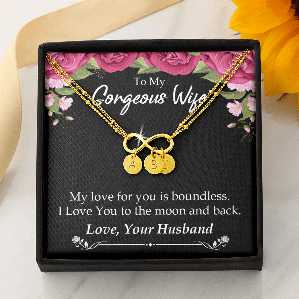 To My Wife My Love For You Is Boundless Infinity Bracelet With Initial Charms - Infinity Bracelet