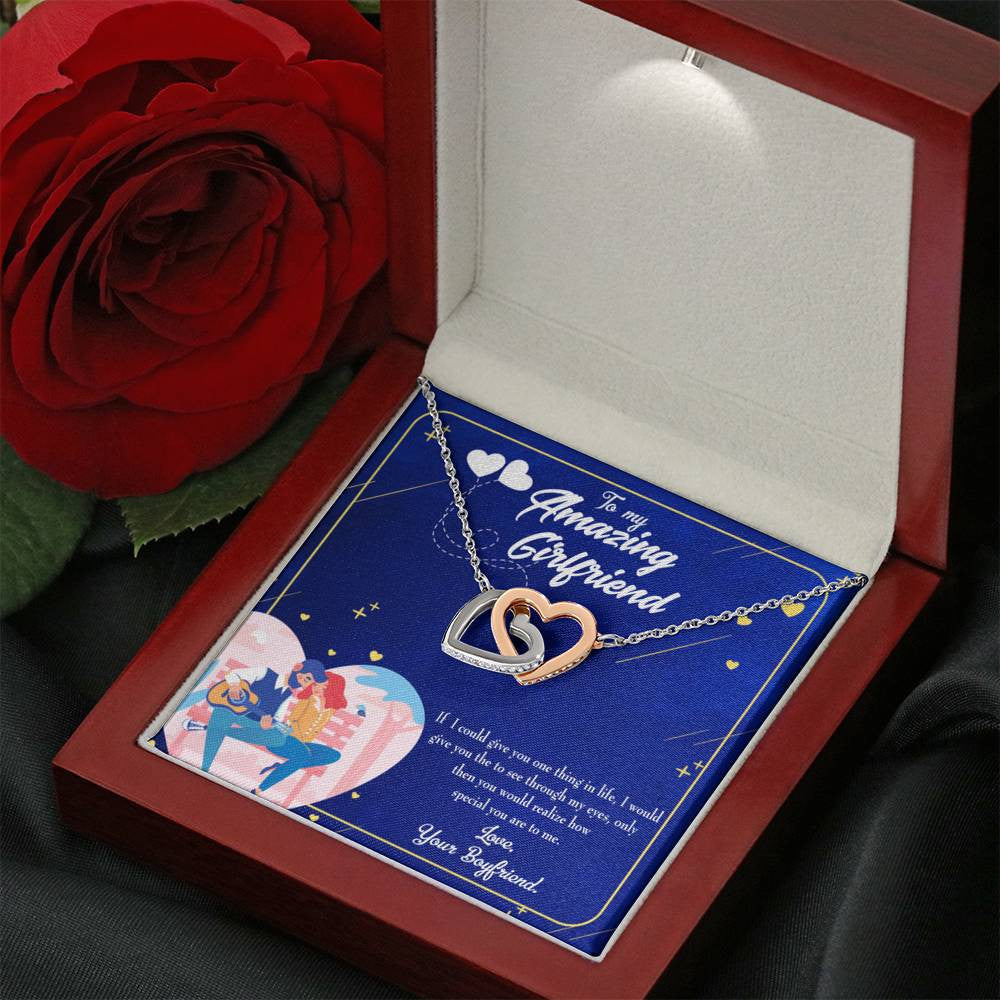 Future Wife Fiance Gift Boyfriend To Girlfriend Inseparable Love Pendant 18k Rose Gold Finish 16� Engagement Wedding Gift - Interlocking Hearts Necklace