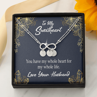 To My Wife My Heart Is Yours Infinity Bracelet With Initial Charms - Infinity Bracelet