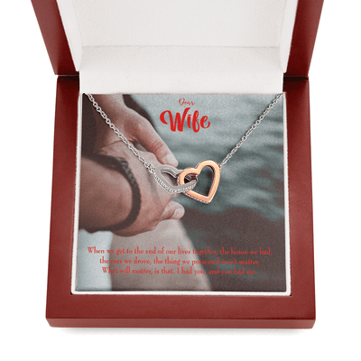 Wife Gift For Wife Birthday Dear Wife From Husband Inseparable Love Pendant 18k Rose Gold Finish 16� - Interlocking Hearts Necklace