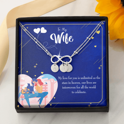 To My Wife Unlimited Love Infinity Bracelet With Initial Charms - Infinity Bracelet