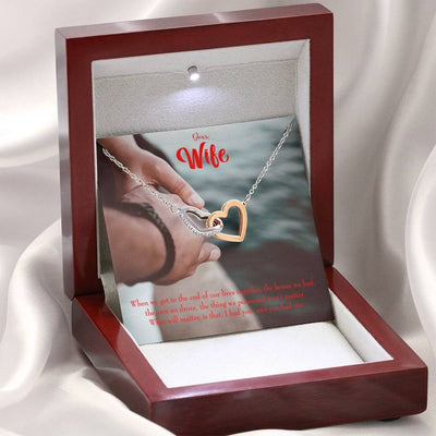 Wife Gift For Wife Birthday Dear Wife From Husband Inseparable Love Pendant 18k Rose Gold Finish 16� - Interlocking Hearts Necklace