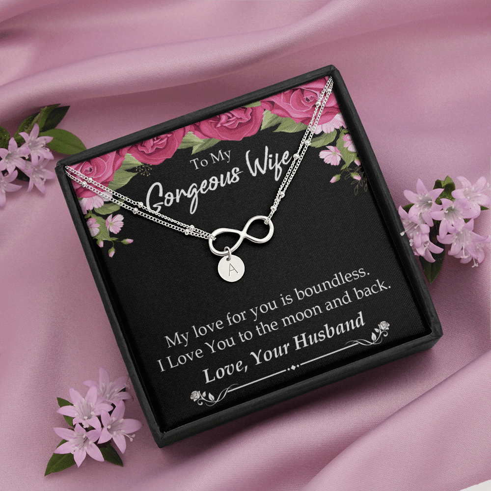 To My Wife My Love For You Is Boundless Infinity Bracelet With Initial Charms - Infinity Bracelet
