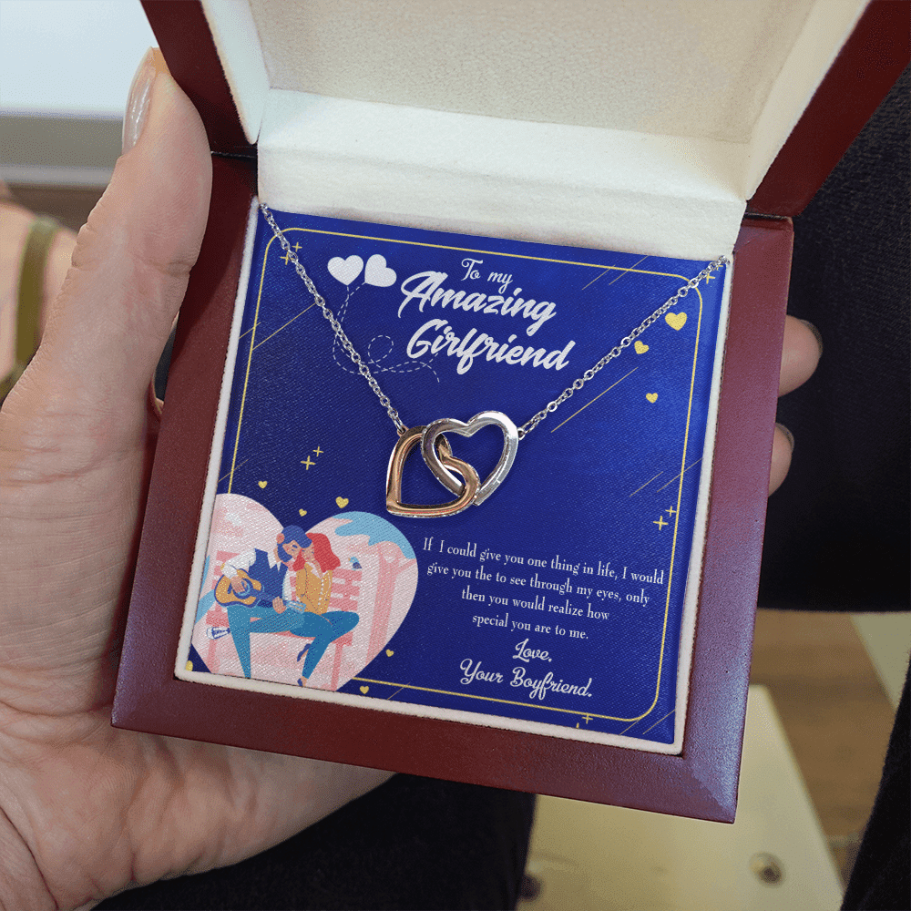 Future Wife Fiance Gift Boyfriend To Girlfriend Inseparable Love Pendant 18k Rose Gold Finish 16� Engagement Wedding Gift - Interlocking Hearts Necklace
