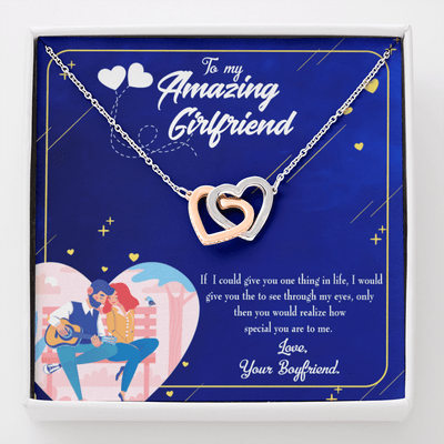 Future Wife Fiance Gift Boyfriend To Girlfriend Inseparable Love Pendant 18k Rose Gold Finish 16� Engagement Wedding Gift - Interlocking Hearts Necklace