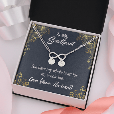 To My Wife My Heart Is Yours Infinity Bracelet With Initial Charms - Infinity Bracelet