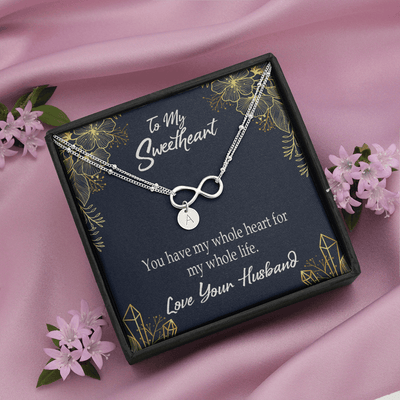 To My Wife My Heart Is Yours Infinity Bracelet With Initial Charms - Infinity Bracelet