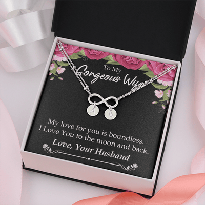 To My Wife My Love For You Is Boundless Infinity Bracelet With Initial Charms - Infinity Bracelet