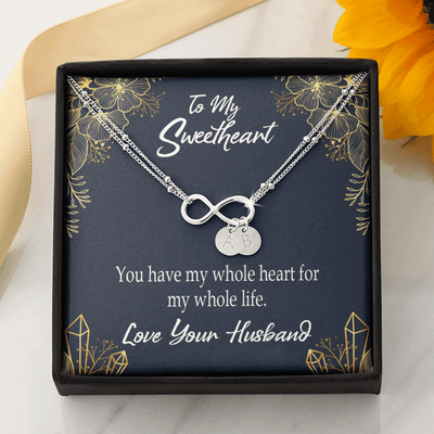 To My Wife My Heart Is Yours Infinity Bracelet With Initial Charms - Infinity Bracelet