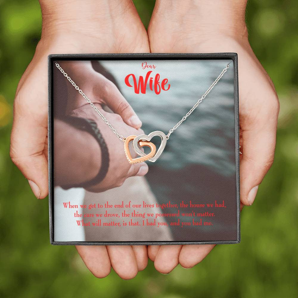 Wife Gift For Wife Birthday Dear Wife From Husband Inseparable Love Pendant 18k Rose Gold Finish 16� - Interlocking Hearts Necklace