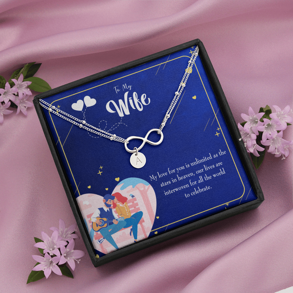 To My Wife Unlimited Love Infinity Bracelet With Initial Charms - Infinity Bracelet