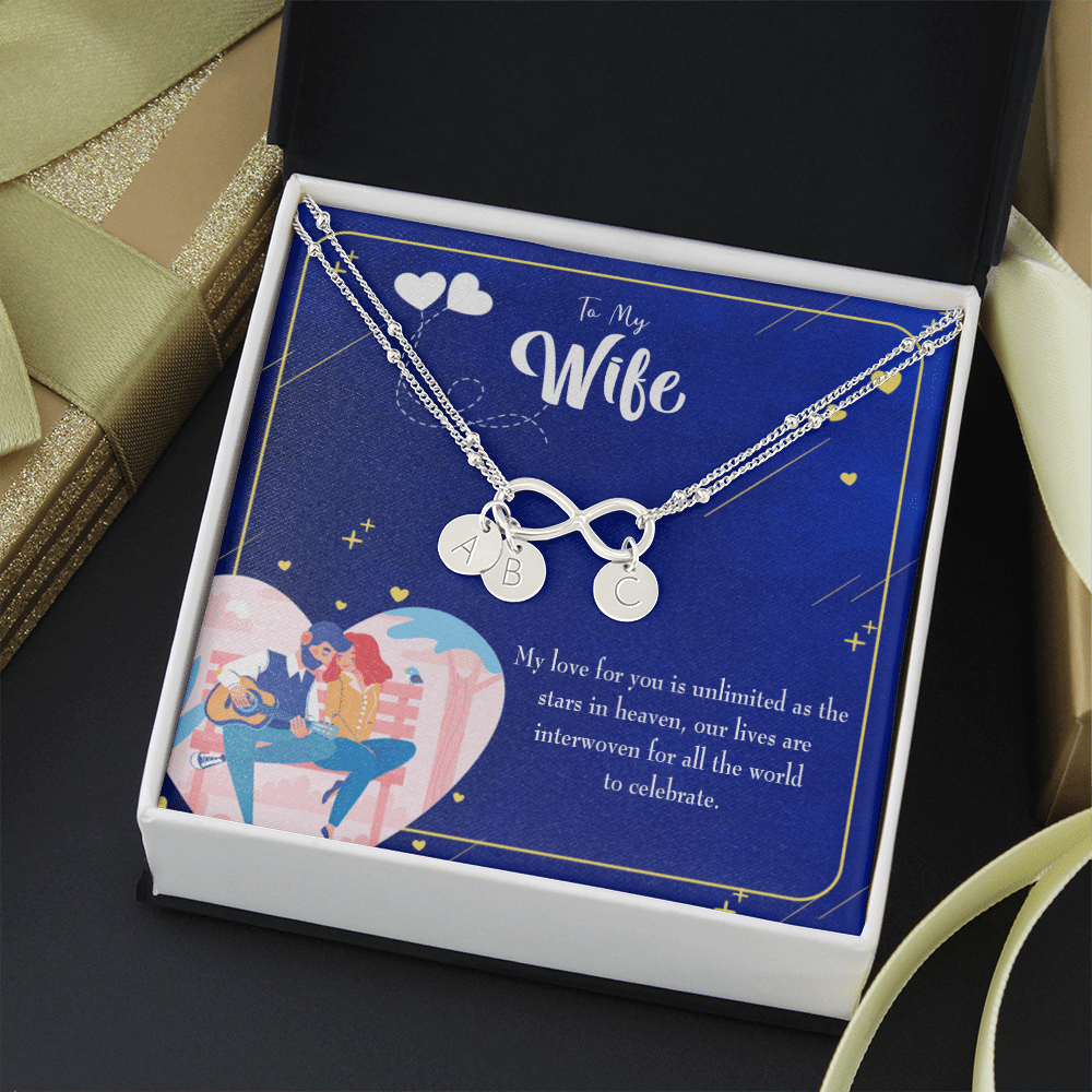 To My Wife Unlimited Love Infinity Bracelet With Initial Charms - Infinity Bracelet