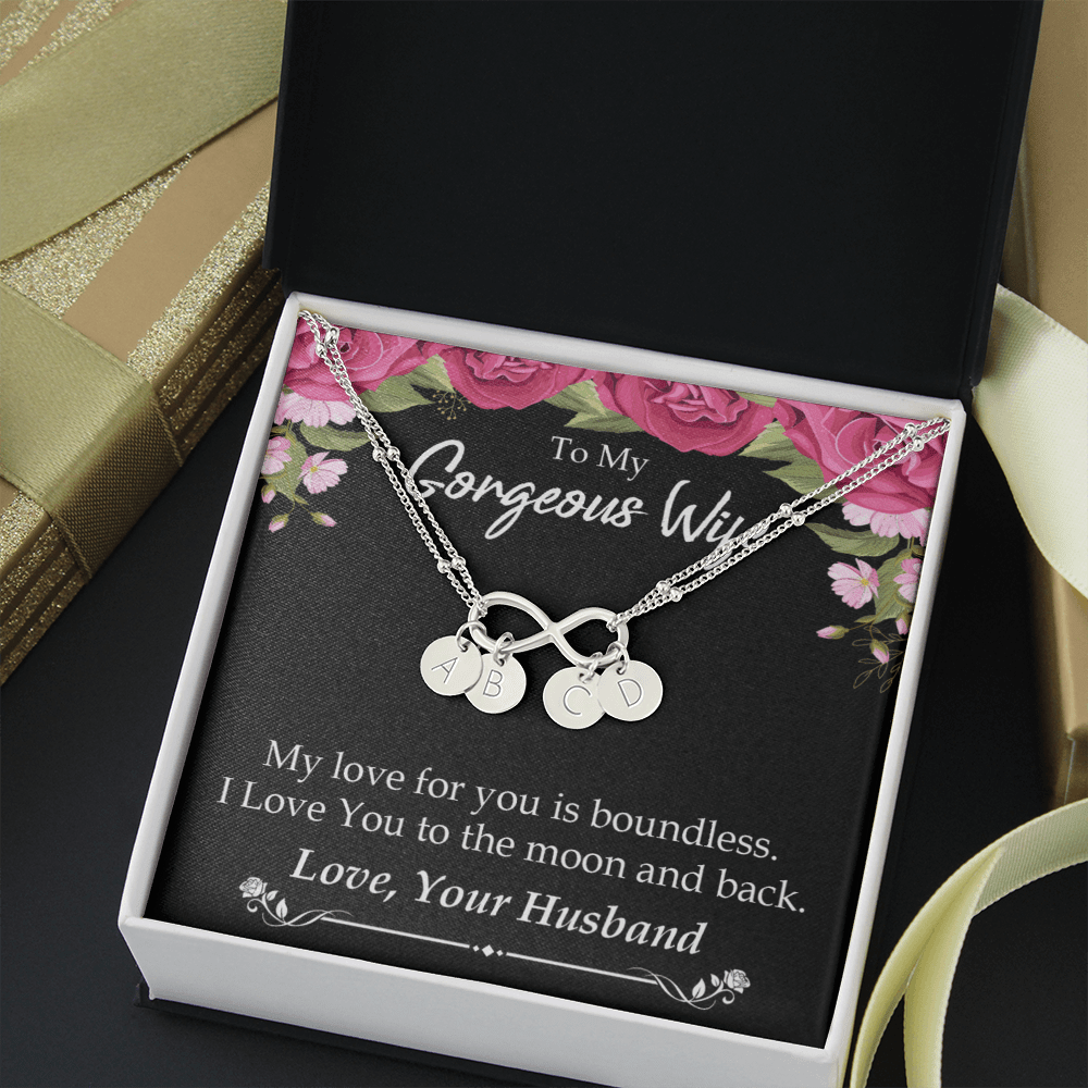 To My Wife My Love For You Is Boundless Infinity Bracelet With Initial Charms - Infinity Bracelet