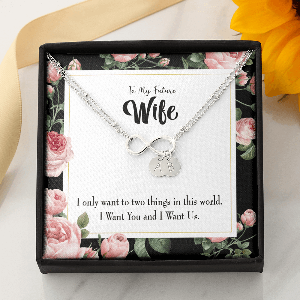 To My Wife I Want Us Infinity Bracelet With Initial Charms - Infinity Bracelet